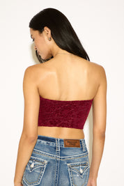 BRUSHED VELVET FLORAL TUBE TOP