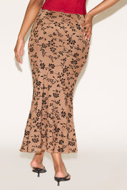 FLORAL BURNOUT OVERLAY MERMAID MAXI SKIRT