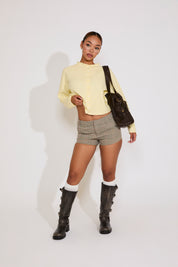 BUTTON UP RAW HEM ROUND NECK CARDIGAN