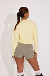 BUTTON UP RAW HEM ROUND NECK CARDIGAN