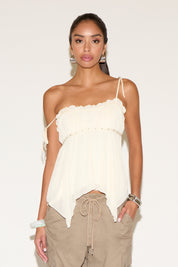 HANDKERCHIEF HEM TIE STRAP BABYDOLL TOP