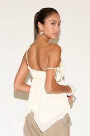 HANDKERCHIEF HEM TIE STRAP BABYDOLL TOP