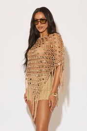 FRINGE DETAIL OFF SHOULDER SEQUIN TOP