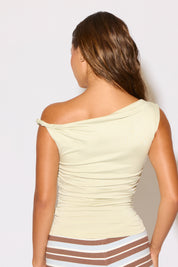 TWIST STRAP OFF SHOULDER RUCHED SLEEVELESS TOP