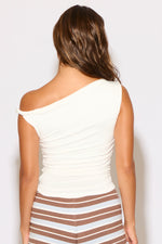 TWIST STRAP OFF SHOULDER RUCHED SLEEVELESS TOP