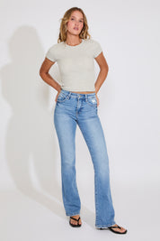 WASHED TUMMY CONTROL HIGH RISE DENIM PANT