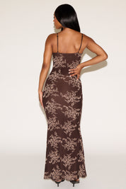 CONTRAST FLORAL PRINT V NECK SLEEVELESS MAXI DRESS