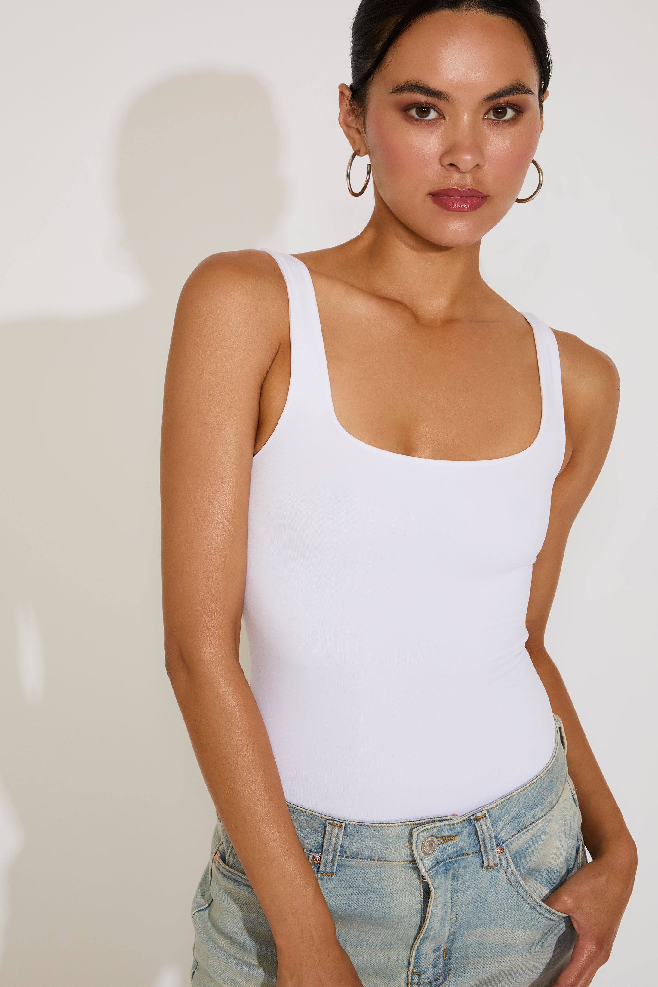 DOUBLE LAYERED SQUARE NECK BODYSUIT
