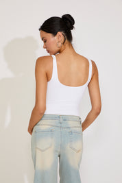 DOUBLE LAYERED SQUARE NECK BODYSUIT