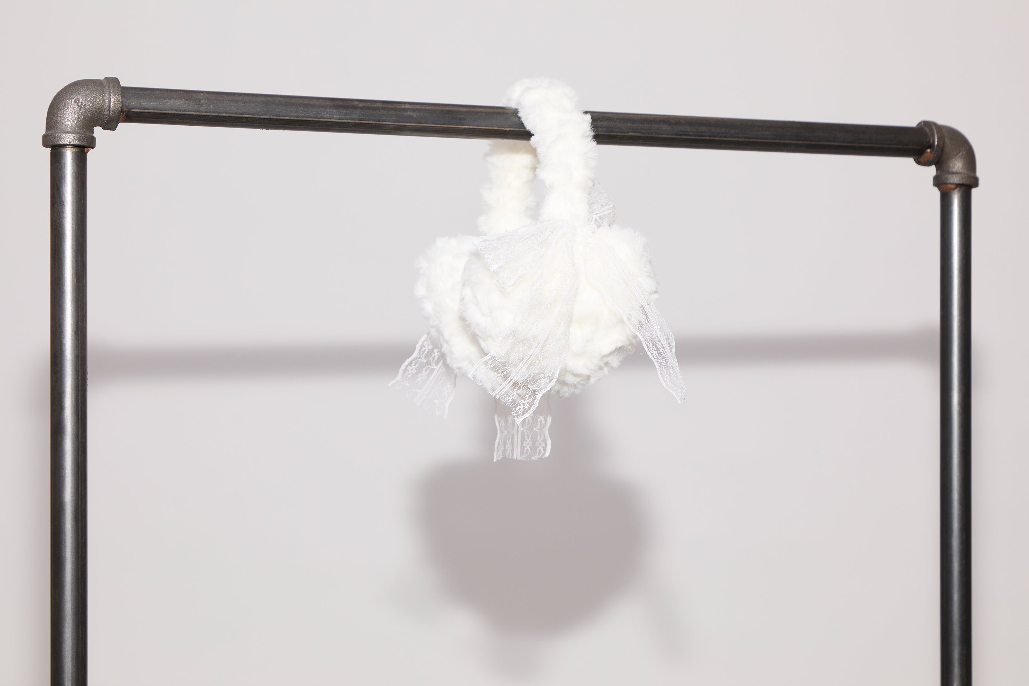 LACE BOW DETAIL HEART SHAPED FURRY EAR MUFFS