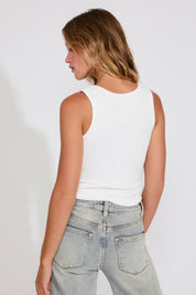 RIBBED SLEEVELESS SQUARE NECK TANK TOP