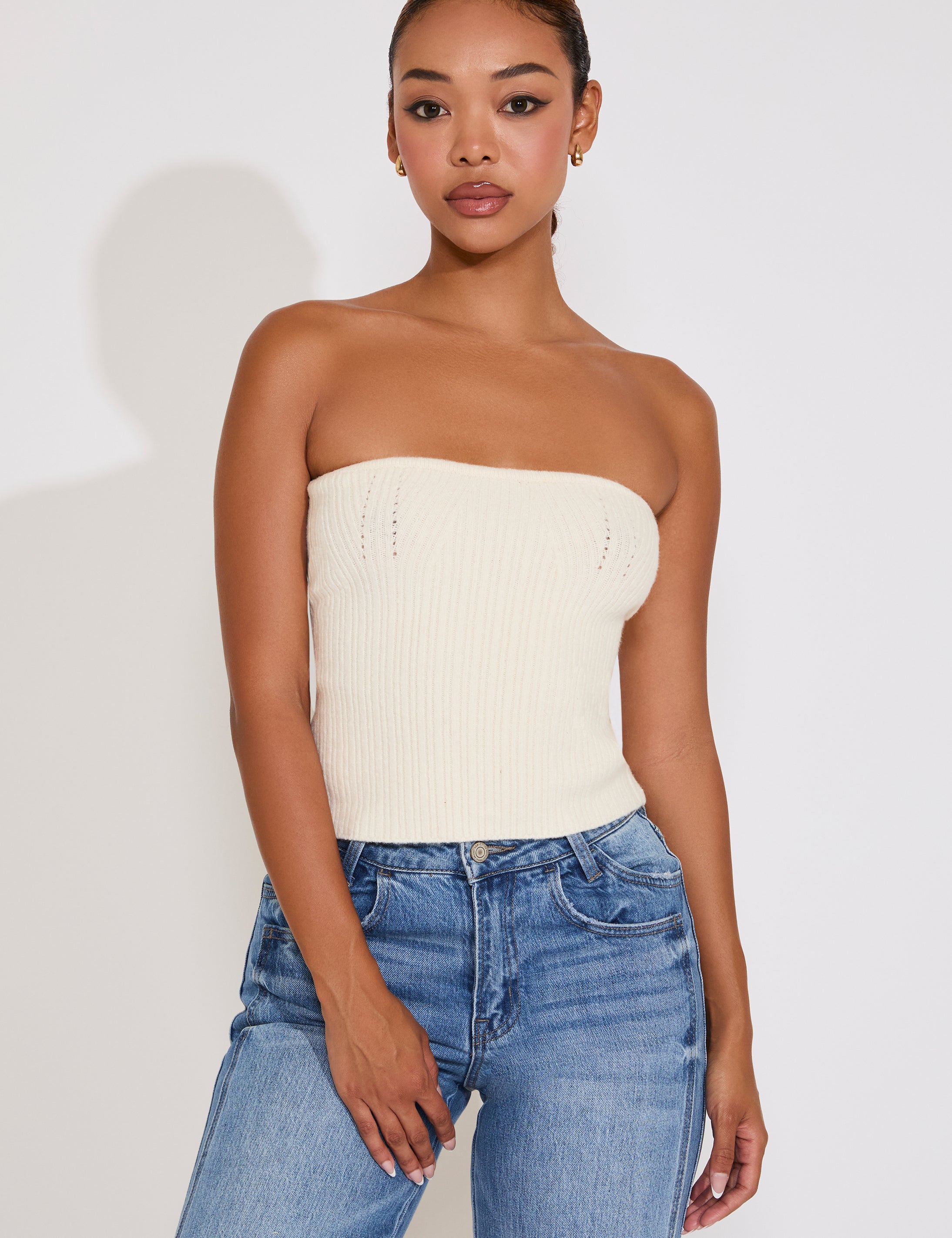 LACE UP TUBE SWEATER TOP