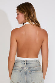 HALTER NECK DEEP COWL RUCHED BODYSUIT