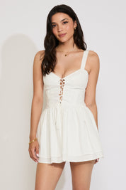 SLEEVELESS TEXTURED TOP CORSET FRONT MINI DRESS