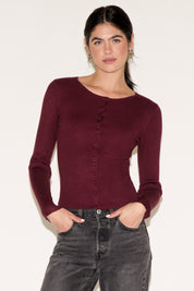 RIBBED BUTTON UP CARDIGAN