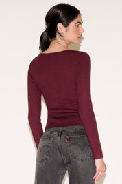 RIBBED BUTTON UP CARDIGAN
