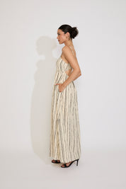 STRIPED BACK CUTOUT DETAIL MAXI DRESS