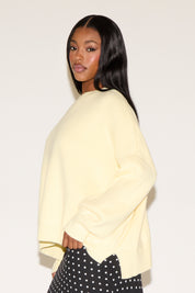 DROP SHOULDER CREW NECK SWEATER WITH RIBBED EDGING