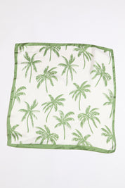 Palm tree and border silk scarf on a white background.