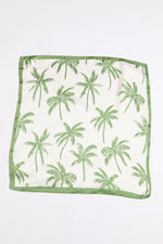 Palm tree and border silk scarf on a white background.