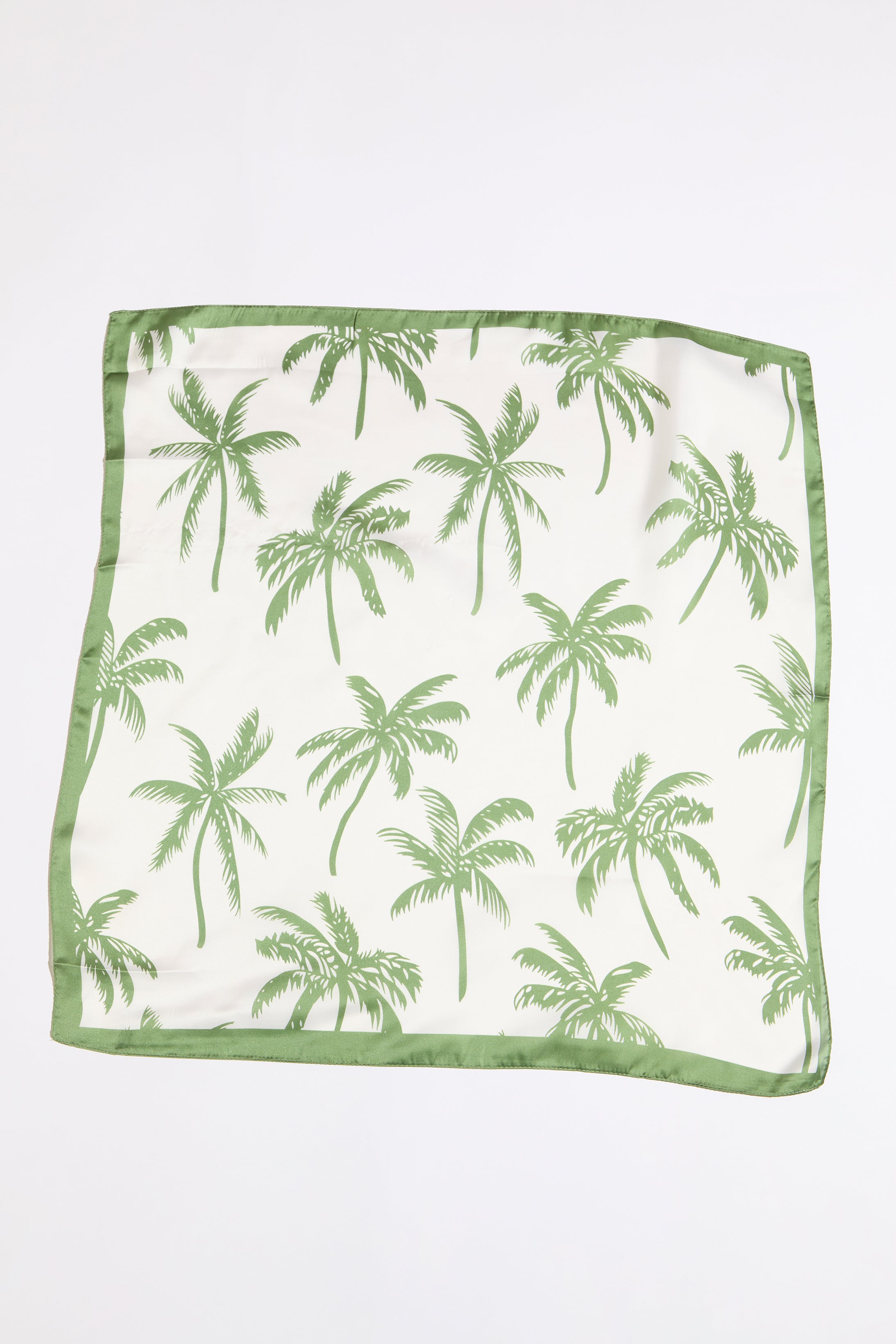 Palm tree and border silk scarf on a white background.
