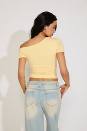 SHORT SLEEVE OFF SHOULDER CROP TOP