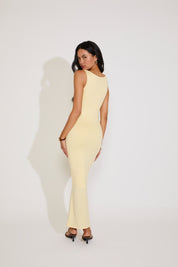 SQUARE NECK SLIGHT COWL SLEEVELESS MAXI DRESS