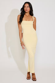 SQUARE NECK SLIGHT COWL SLEEVELESS MAXI DRESS