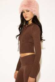 SLIM FIT KNIT HOODIE WITH 2 WAY ZIPPER