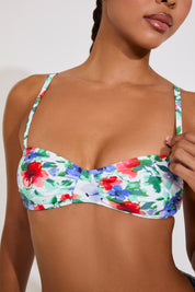 FLORAL PRINT CLIP BACK BIKINI TOP