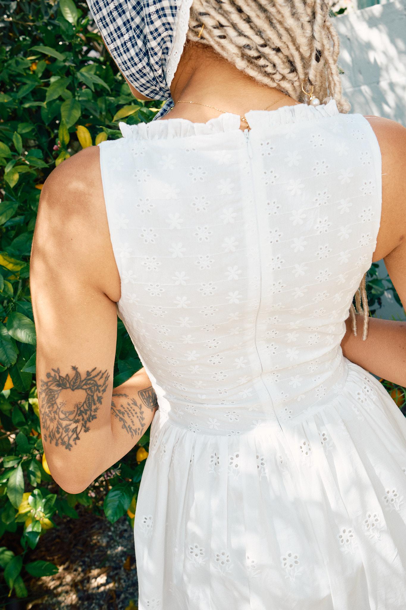 V-NECK EYELET CORSET FRONT MINI DRESSDRES