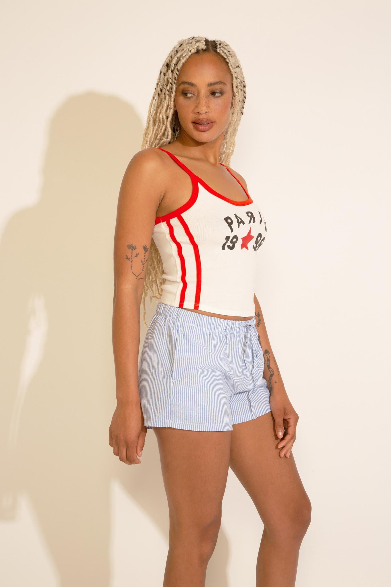 PARIS 1991 CONTRAST STRAP & TRIM TANK TOP