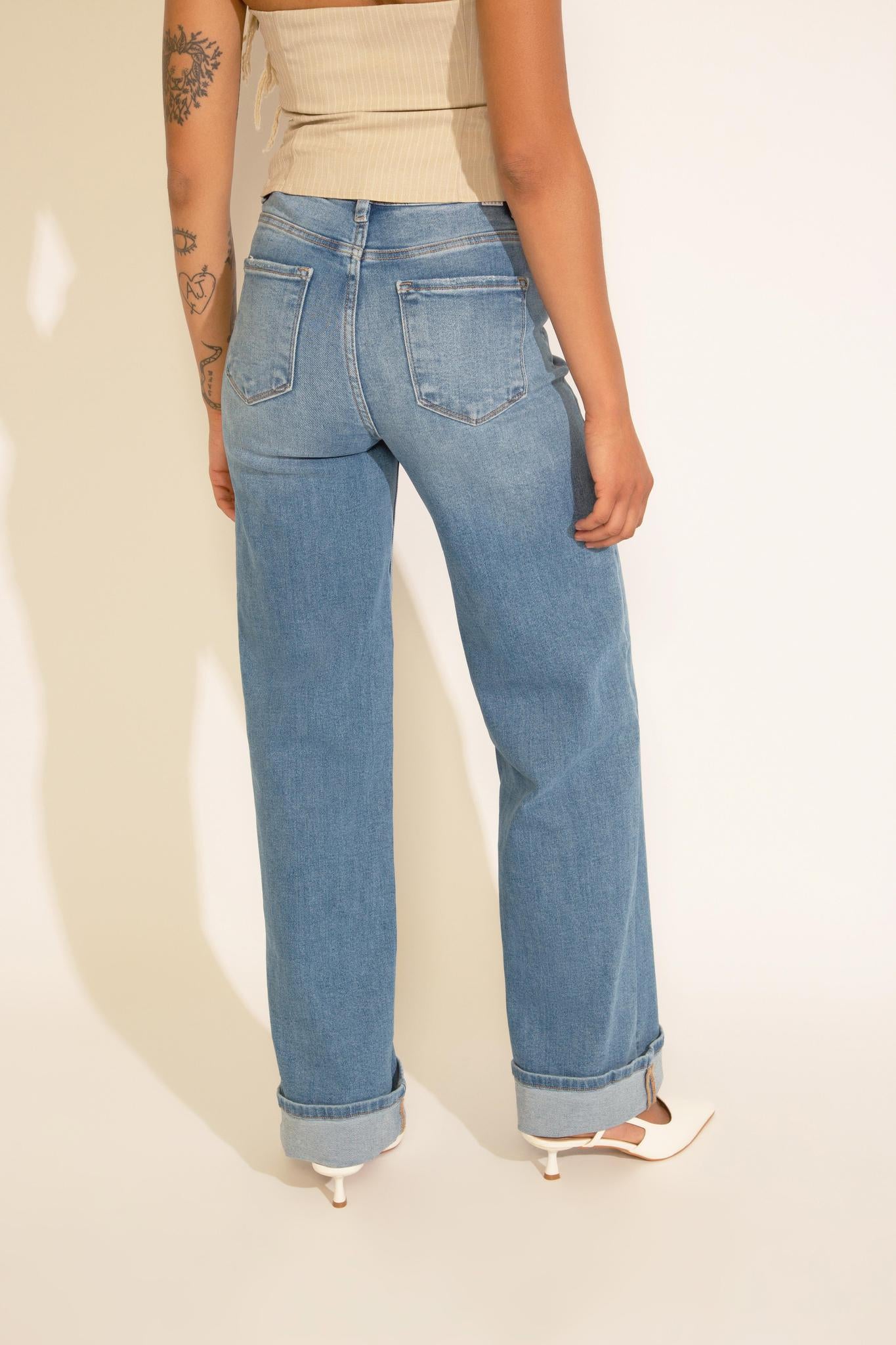 TUMMY CONTROL HIGH RISE WIDE LEG JEANS