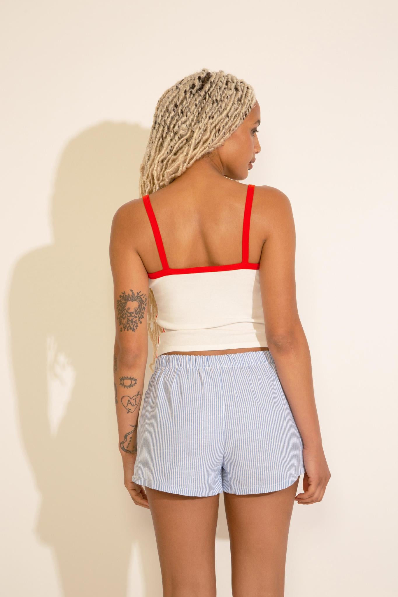 PARIS 1991 CONTRAST STRAP & TRIM TANK TOP