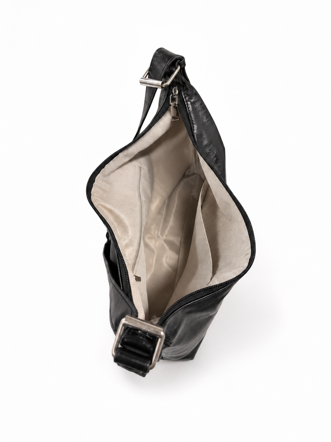 STUDDED HARNESS AND ACCENTS HOBO VEGAN LEATHER BAG