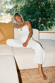 KEYHOLE OPEN BACK TOP & WIDE LEG PANT SET