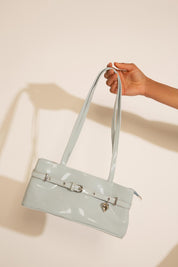 PATENT LEATHER SHOULDER BAG WITH BELT & CHARM