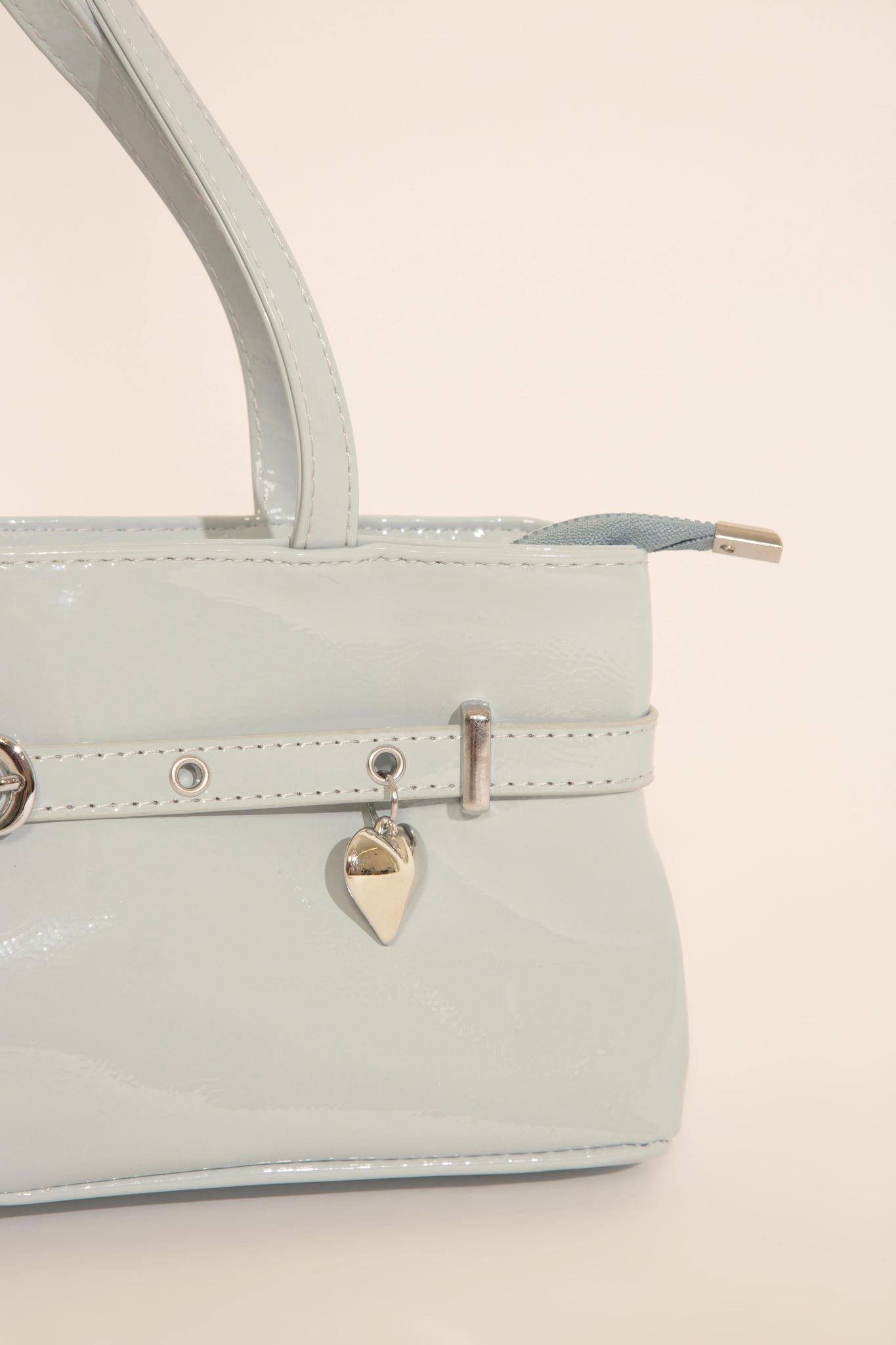 PATENT LEATHER SHOULDER BAG WITH BELT & CHARM