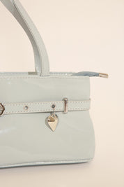 PATENT LEATHER SHOULDER BAG WITH BELT & CHARM