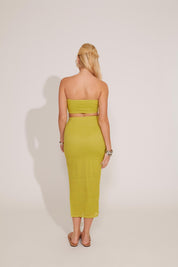 FISHNET TEXTURED KNIT BOW TIE TUBE TOP & SKIRT SET