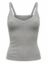 Ghost cut image of a heather grey DEEP V SNATCH TANK TOP on a white background.