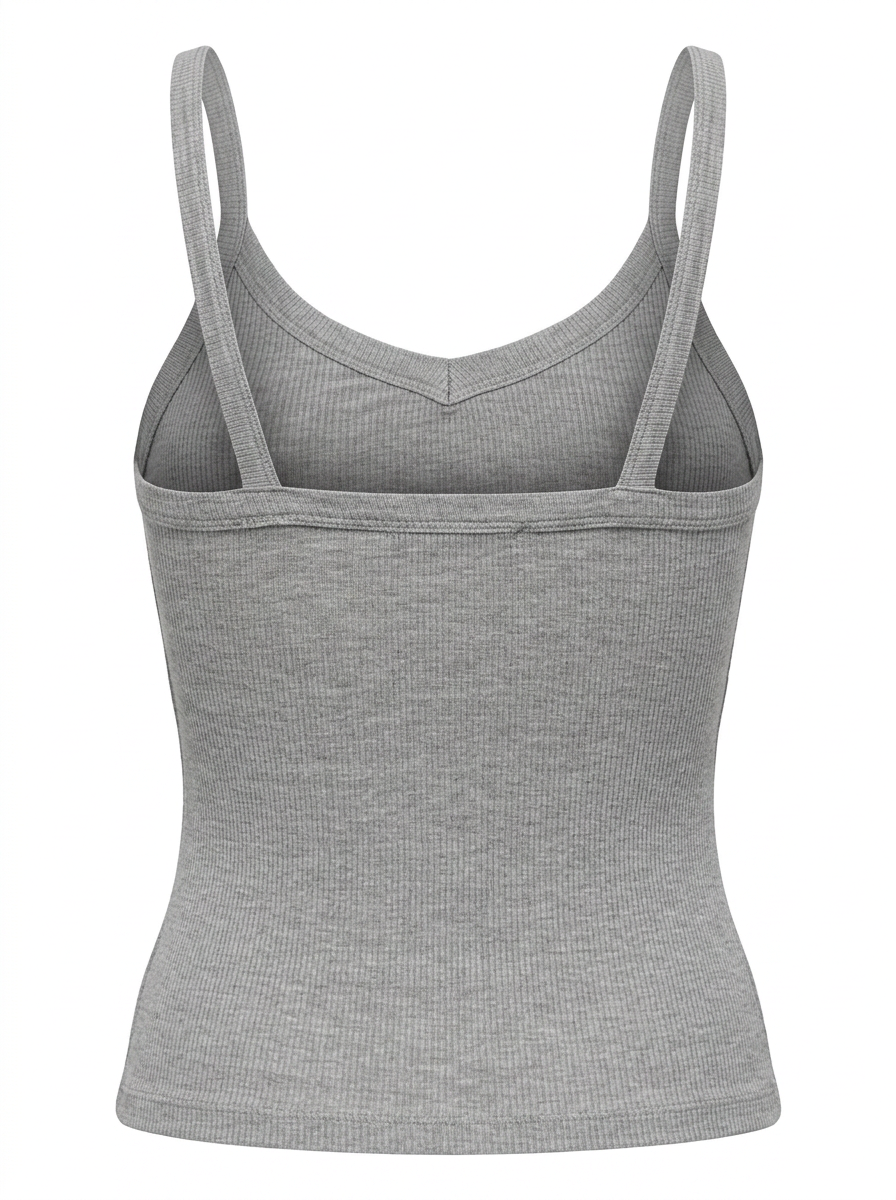Ghost cut image of a heather grey DEEP V SNATCH TANK TOP on a white background.