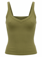 Ghost cut image of a green DEEP V SNATCH TANK TOP on a white background.