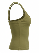 Ghost cut image of a green DEEP V SNATCH TANK TOP on a white background.