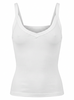 Ghost cut image of a white DEEP V SNATCH TANK TOP on a white background.