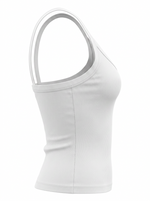 Ghost cut image of a white DEEP V SNATCH TANK TOP on a white background.