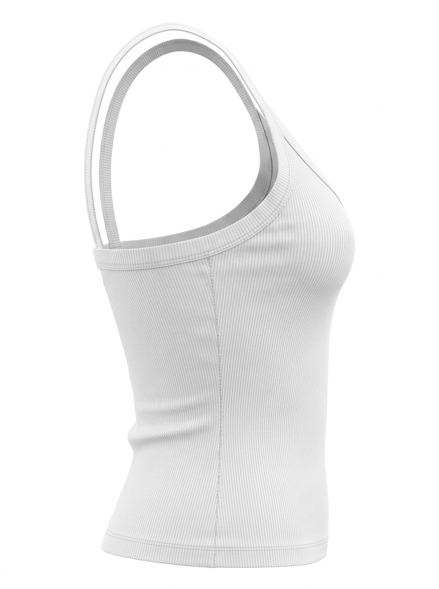 Ghost cut image of a white DEEP V SNATCH TANK TOP on a white background.