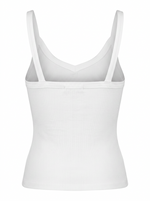 Ghost cut image of a white DEEP V SNATCH TANK TOP on a white background.