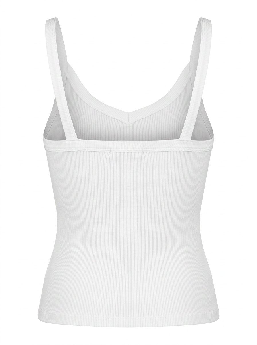 Ghost cut image of a white DEEP V SNATCH TANK TOP on a white background.