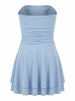 RUCHED BODICE RUFFLE SKIRT STRAPLESS MINI DRESS